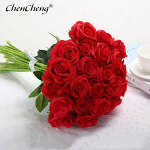 Chencheng 11 peças 48 cm rosa artificial falso buquê de casamento decoração de casa flores de plástico flores secas ornamento floral 2024 - compre barato