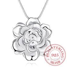 925 Sterling Silver Lotus Necklaces & Pendants For Women Elegant Flower Short Necklace Sterling Silver Fine Jewelry Bijous 2024 - buy cheap