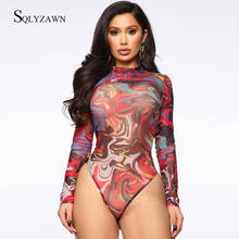 Sexy Multicolor Fashion Bodysuits Women 2020 Spring Autumn Keep Warm Stand Collar Tops Long Sleeve Bodycon Party Night Bodysuit 2024 - buy cheap