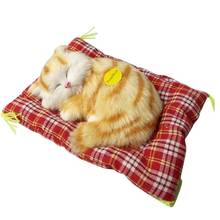 Boneco de pelúcia de gato dormindo, brinquedo de pelúcia com som de simulação de animais, presente para crianças 2024 - compre barato