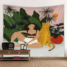 Красивый гобелен с листьями, настенный гобелен, украшение для комнаты с животными и леопардовым принтом, настенное одеяло в стиле хиппи 2024 - купить недорого