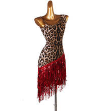 leopard print latin dress cha cha salsa tango dresss  Rhinestones Costume Stage dress custom  sequin tassel fringe lq165 2024 - buy cheap