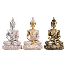 Estatueta de buda da natureza e arenito, estatueta de buda da tailândia para decoração da casa, fengshui induz e meditação em miniatura 2024 - compre barato