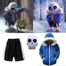 Sans Undertale-Sudadera con capucha para Cosplay, chaqueta con máscara de látex y esqueleto fresco, suéter de terciopelo con cremallera, chaqueta de juego de animación 2024 - compra barato