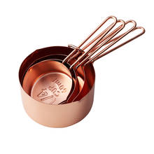 Cucharas de medición de acero inoxidable, juego de tazas y tazas de cobre chapado en oro rosa, utensilios de cocina, herramientas de horneado 2024 - compra barato