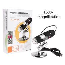 Microscopio Digital con USB, lente electrónica, lupa biológica, cámara endoscópica, soporte de vídeo, 8LED, 1600x 2024 - compra barato