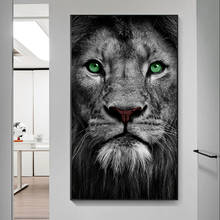 Black White Lions Green Eyes Canvas Oil Painting Modern Animals Posters and Prints Wall Art Picture for Living Room Home Decor 2024 - buy cheap