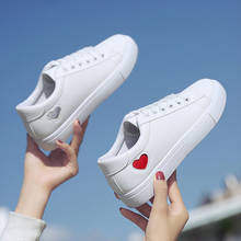 Autumn Woman Shoes  Woman PU Leather Shoes Ladies Breathable Cute Heart Flats Casual Shoes White Sneakers womens shoes 2024 - buy cheap