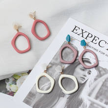 BICUX 2020 Fashion Korean Statement Acrylic Earrings for Women Vintage Geometric Resin Oval Dangle Drop Earrings Wedding Jewelry 2024 - buy cheap