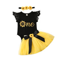 2019 Summer Girls Clothes Sunflower Romper Top Tutu Skirt Headband Baby Toddler Girl Outfits Children Clothing Set 0-18M 2024 - buy cheap