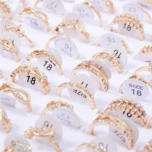 5 шт./компл., очаровательные кольца золотистого цвета, набор для женщин, кольца с кристаллами для вечеринок, оптовая продажа, ювелирное изделие, подарок для девочки 2024 - купить недорого