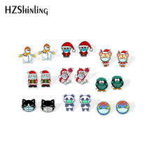 2020 New Santa Claus With Mask Stud Earring Cute Snowman Panda Acrylic Earrings Resin Epoxy Jewelry 2024 - buy cheap