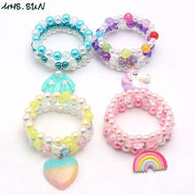 MHS.SUN Baby Fashion Unicorn/Shell/Rainbow/Heart Pendant Bracelets DIY Acrylic Beaded Bangles For Kids Girls Jewelry Gift 3PCS 2024 - buy cheap