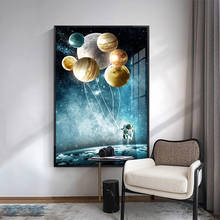 Pintura en lienzo para decoración del hogar, pósteres e impresiones de astronauta, Space Fantasy, Planet, globo, arte de pared, imágenes abstractas Nórdicas 2024 - compra barato
