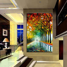 HandPainted Palette Knife Tree Painting Modern Art Abstract Landscape Oil Painting On Canvas Handmade For Living Room Home Decor 2024 - buy cheap