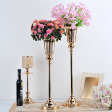 Metal Candle Holders Flowers Vase Candlestick  Road Lead Candelabra Centerpieces Wedding porps Christmas decoration 2024 - buy cheap