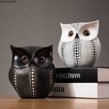 European Resin Owl Sculpture Black and White Animal Figurines Crafts Cute Cartoon Animals Living Room Desktop Decoration Gifts 2024 - buy cheap