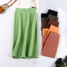 Black Solid Split High Waist Knitted Skirt Women 2020 Winter Caramel Pure New Fashion Skinny Office Ladies Daily Skirts 2024 - buy cheap