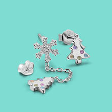 Pendientes de plata de ley 925 auténtica para mujer, aretes de árbol de Navidad, accesorios para las orejas, joyería no alérgica 2024 - compra barato