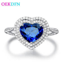 Anel de prata esterlina 100% oekdfn, joia fina de safira azul real com pedras preciosas para casamento e noivado 925 2024 - compre barato