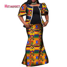 Fashion African Top and Skirt Sets for Women Bazin Riche African Women Clothing Dashiki 2 Pcs Coat and Skirts Suit WY6695 2024 - buy cheap