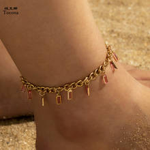 Tocona Bohemian Red Rhinestone Tassel Anklets for Women Gold Color Alloy Metal Adjustable Trendy Jewelry Accessories 15294 2024 - buy cheap