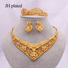 Jewelry sets Dubai Luxury gold color for women Necklace earrings ring bracelet Indian African wedding Jewelry set Wholesale 2024 - buy cheap