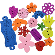 50pc Mixed cartoon 2Hole Wooden Buttons for Scrapbooking Crafts DIY Baby Children Clothing Sewing Accessories Button Decoration 2024 - buy cheap