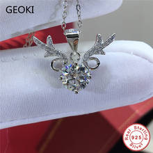 Geoki 925 Sterling Silver Passed Diamond Test 1 Ct Perfect Cut D Color VVS1 Moissanite Lovely Deer Pendant Necklace Luxury Chain 2024 - buy cheap