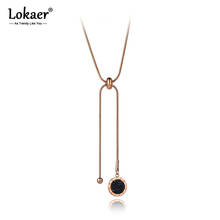 Lokaer Titanium Stainless Steel Roman Numerals Clay Crystal Pendant Necklaces For Women Adjustable Chain & Link Necklace N19178 2024 - buy cheap