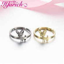 Anillos de animales de acero inoxidable para mujer, joyería para Dedo de gato, perro, mariposa, ciervo, fiesta, diario, ajustable 2024 - compra barato