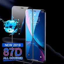 Película protectora de pantalla de cubierta completa 87D para iPhone X XR XS Max 11 Pro 15H de vidrio templado para iPhone 7 8 6S Plus 2024 - compra barato
