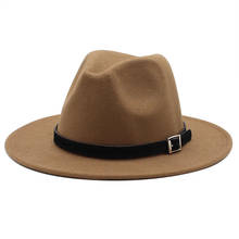 Chapéu tipo fedora, chapéu preto branco e amarelo para homens, de lã, com aba larga, para moças, de imitação de lã 2024 - compre barato