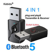 Kebidu-transmisor y receptor de Audio 4 en 1, adaptador inalámbrico con Bluetooth 5,0, conector AUX 3,5, RCA, estéreo, para música de TV, PC y coche 2024 - compra barato