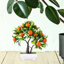 Пластиковые искусственные оранжевые дерево бонсай искусственного завод поддельные цветочный горшок для дома и офиса садовый декор праздник вечерние украшения 2024 - купить недорого
