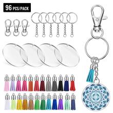 24 Pieces Acrylic Transparent Circle Discs, 2 Inch Diameter Round Clear Acrylic Keychain Blanks and Tassel Pendant 96pcs Keyring 2024 - buy cheap