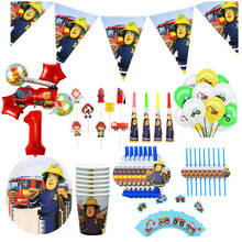 Fireman Sam Birthday Party Decorations Banner Fire Engine Fighter Theme Paper Cups Plates Favors Baby Shower party supplies 2024 - buy cheap