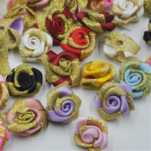 20 pcs Glitter Satin Ribbon Rose Flower DIY Craft Wedding Appliques B250 2024 - buy cheap
