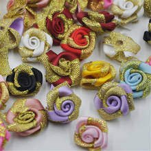 40 pcs Glitter Satin Ribbon Rose Flower DIY Craft Wedding Appliques U Pick B250 2024 - buy cheap