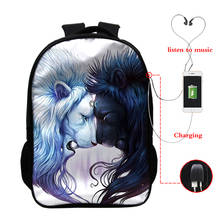 LION 3d-mochila escolar bonita de 16 pulgadas, mochilas escolares a prueba de agua de nailon con carga Usb, para niños y niñas, para ordenador portátil de viaje 2024 - compra barato