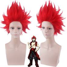 Peruca para cosplay de my hero academia, peruca curta vermelha sintética para fantasia de kirishima eijiro/boku no hero academia 2024 - compre barato