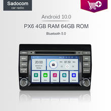 7 "PX6 2 din Android 10.0 jogador Do Carro DVD 6 Core 64GB ROM 4GB navegação autoradio rádio do carro Para Fiat BRAVO 2007-2009 2011 2012 2024 - compre barato