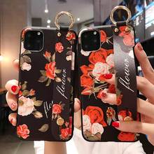 Boucho Vintage Flower Wrist Strap Case For iphone Xs max 12 11 Pro Max XR 7 6 6S 8 plus Soft Silicone Phone Holder Case Cover 2024 - buy cheap