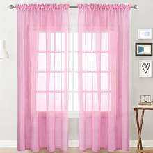1pc cor sólida sheer tule cortina de janela cortina sala estar varanda pátio decoração 2024 - compre barato