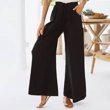 Casual High Waist Lady Wide Leg Pants Summer Women Black Loose Trousers Chic Streetwear Solid Office Female Pants 2021 2024 - buy cheap