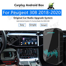 Reprodutor multimídia automotiva para peugeot 308, sistema android, navegação gps, apple carplay, sem fio, dongle ai, 32 gb de armazenamento, para os modelos 2018 a 2020 2024 - compre barato