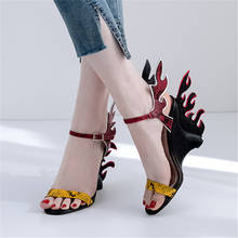 Fire Design Colorful Women Sandals Ankle Strap Wedge Shoes Woman 10CM High Heel Sandalias Mujer Ladies Sandal Wedges 2024 - buy cheap