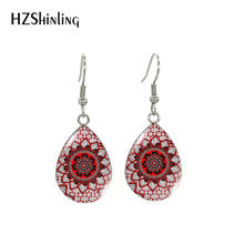 HZSHinling New Fashion India Mandala Flower Vintage Fish Hook Earrings Glass Cabochon Girls Gifts Jewelry 2024 - buy cheap