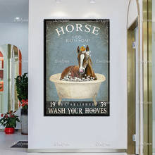 Sabonete de banho cavalo & co lava seus ganchos pôster vintage, amantes de cavalo, presente para meninas de cavalo, capuz, decoração de banheiro, arte de parede presente 2024 - compre barato