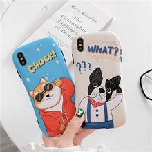 JAMULAR Cute Cartoon Dog Slim Fitted Case For iPhone X XS MAX XR 7 6 6s 8 Plus Soft IMD Animal Pattern Phone Cover Fundas Coque 2024 - buy cheap